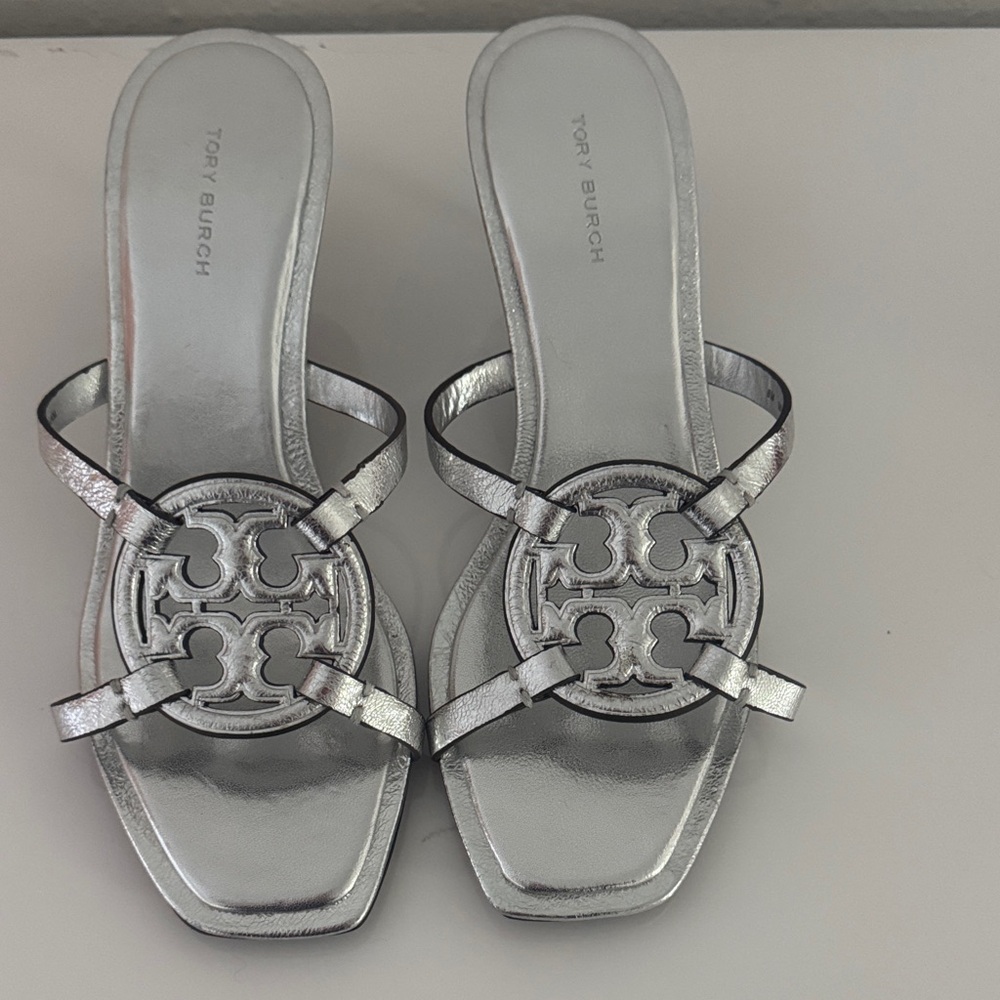 Tory Burch Metallic Silver Sandals
